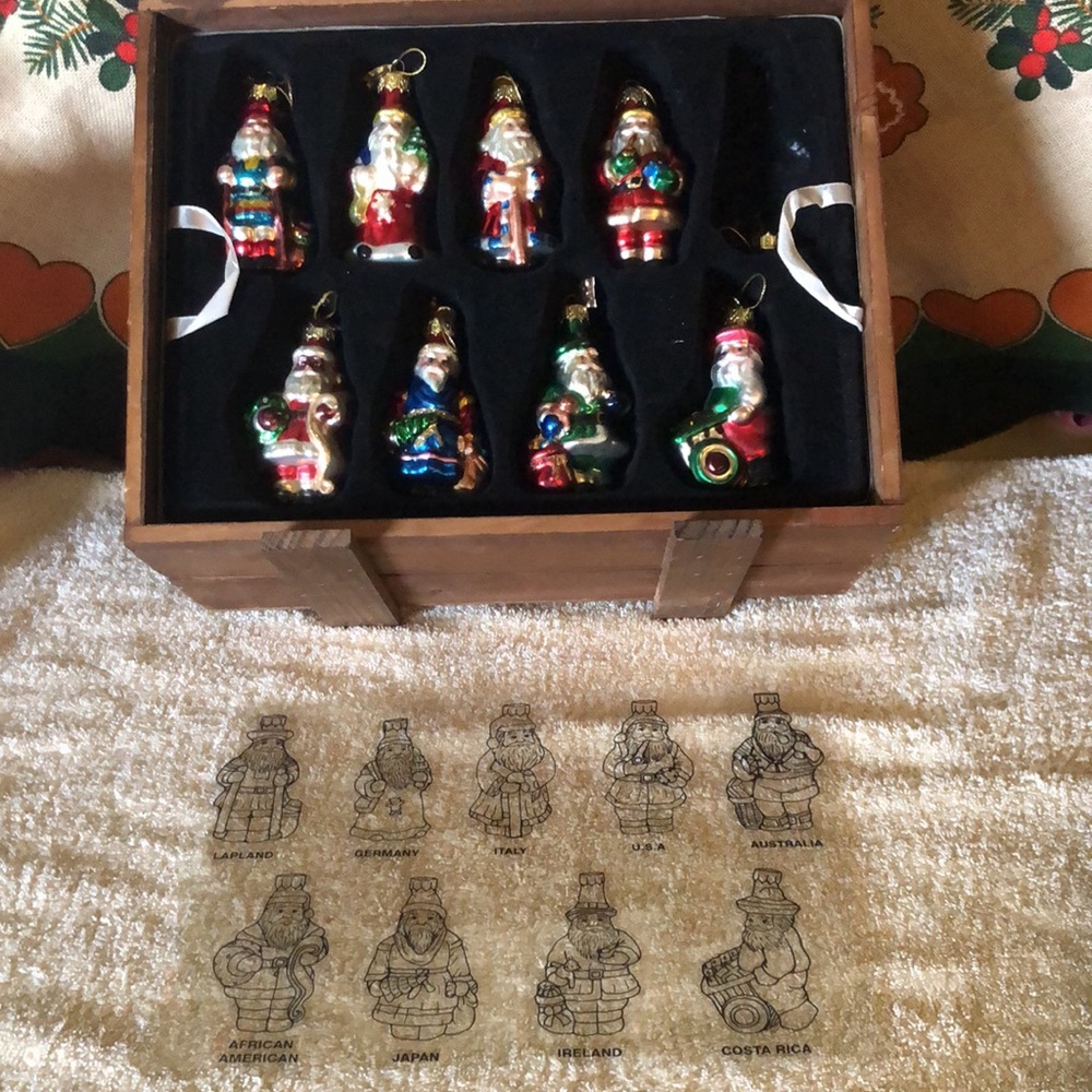 Thomas Pacconi Santa's from Around The World Ornaments with Crate - Picture 2 of 16